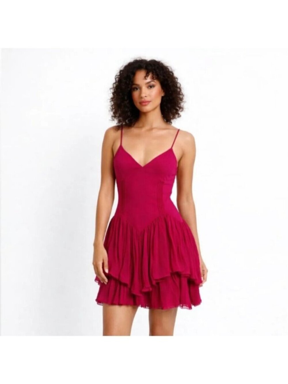 NWT Secret Mission Rasberry Ines Ruffle Mini Dress - Picture 17 of 17